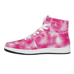 Pink Shibori Tie Dye Print High Top Leather Sneakers