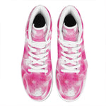 Pink Shibori Tie Dye Print High Top Leather Sneakers