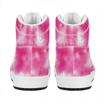 Pink Shibori Tie Dye Print High Top Leather Sneakers