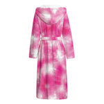 Pink Shibori Tie Dye Print Hooded Bathrobe