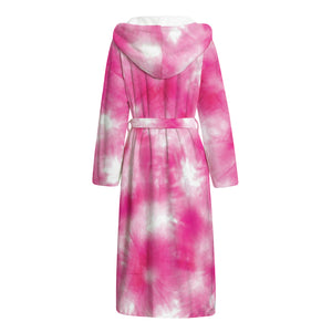 Pink Shibori Tie Dye Print Hooded Bathrobe