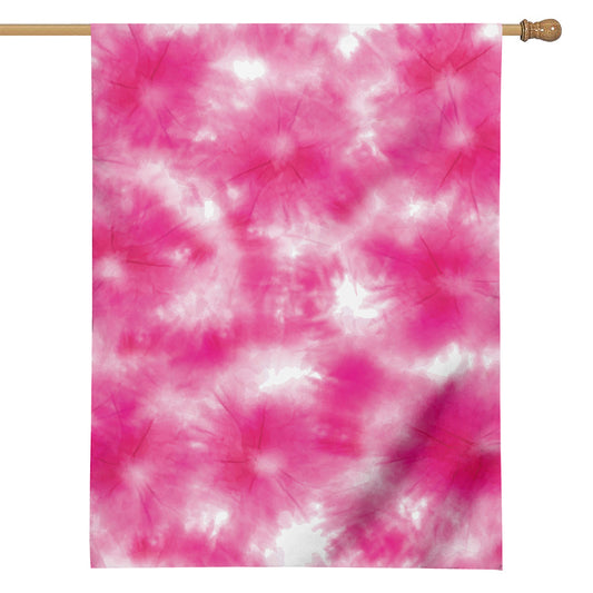 Pink Shibori Tie Dye Print House Flag