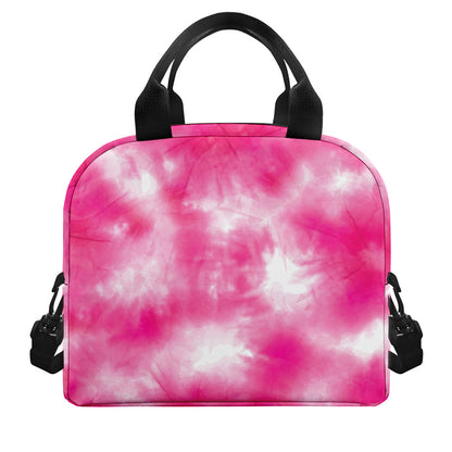 Pink Shibori Tie Dye Print Insulated Lunch Bag