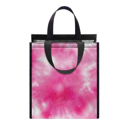 Pink Shibori Tie Dye Print Insulated Lunch Tote