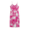 Pink Shibori Tie Dye Print Jersey Midi Cami Dress