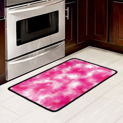 Pink Shibori Tie Dye Print Kitchen Mat