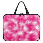 Pink Shibori Tie Dye Print Laptop Sleeve With Handle