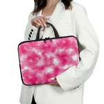 Pink Shibori Tie Dye Print Laptop Sleeve With Handle