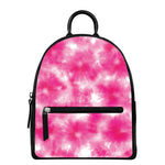 Pink Shibori Tie Dye Print Leather Backpack