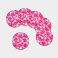Pink Shibori Tie Dye Print Leather Coaster Set