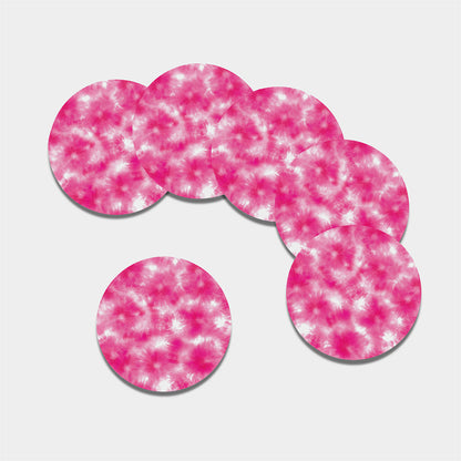 Pink Shibori Tie Dye Print Leather Coaster Set
