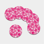 Pink Shibori Tie Dye Print Leather Coaster Set