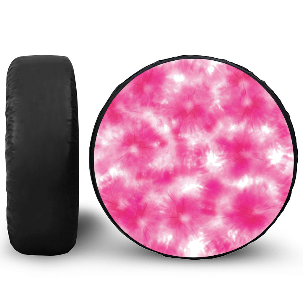 Pink Shibori Tie Dye Print Leather Spare Tire Cover