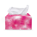 Pink Shibori Tie Dye Print Leather Tissue Box Cover