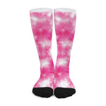 Pink Shibori Tie Dye Print Long Socks