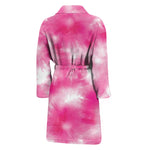 Pink Shibori Tie Dye Print Men's Bathrobe