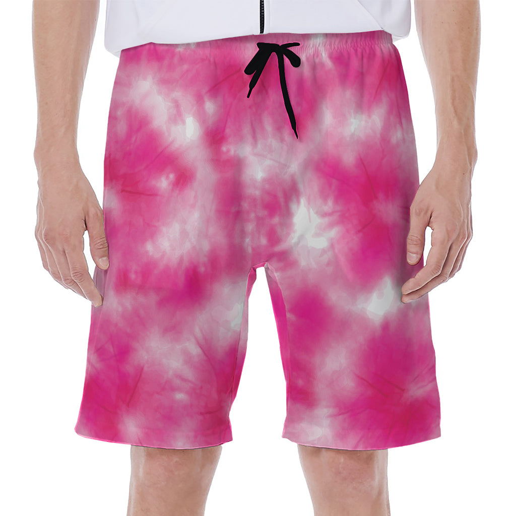 Pink Shibori Tie Dye Print Men's Beach Shorts