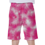 Pink Shibori Tie Dye Print Men's Beach Shorts