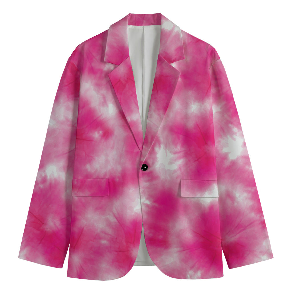 Pink Shibori Tie Dye Print Men's Blazer