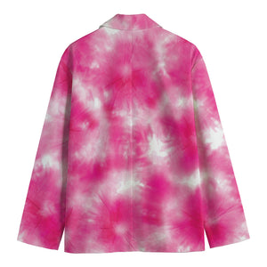 Pink Shibori Tie Dye Print Men's Blazer