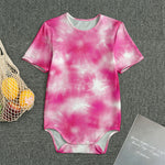 Pink Shibori Tie Dye Print Men's Bodysuit