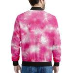 Pink Shibori Tie Dye Print Men's Bomber Jacket