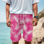 Pink Shibori Tie Dye Print Men's Cargo Shorts