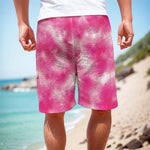Pink Shibori Tie Dye Print Men's Cargo Shorts