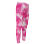 Pink Shibori Tie Dye Print Men's Compression Pants