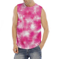 Pink Shibori Tie Dye Print Men's Fitness Tank Top