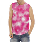 Pink Shibori Tie Dye Print Men's Fitness Tank Top