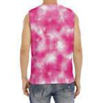 Pink Shibori Tie Dye Print Men's Fitness Tank Top