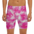 Pink Shibori Tie Dye Print Men's Long Boxer Briefs