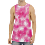 Pink Shibori Tie Dye Print Men's Muscle Tank Top