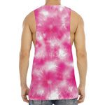 Pink Shibori Tie Dye Print Men's Muscle Tank Top