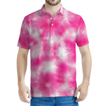 Pink Shibori Tie Dye Print Men's Polo Shirt