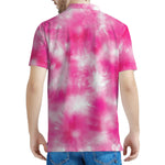 Pink Shibori Tie Dye Print Men's Polo Shirt