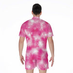 Pink Shibori Tie Dye Print Men's Rompers