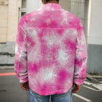 Pink Shibori Tie Dye Print Men's Shirt Jacket