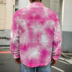 Pink Shibori Tie Dye Print Men's Shirt Jacket