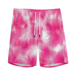 Pink Shibori Tie Dye Print Men's Sports Shorts