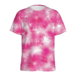 Pink Shibori Tie Dye Print Men's Sports T-Shirt