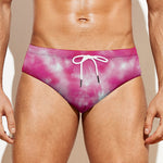 Pink Shibori Tie Dye Print Men's Swim Briefs