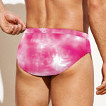 Pink Shibori Tie Dye Print Men's Swim Briefs
