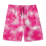Pink Shibori Tie Dye Print Men's Swim Trunks