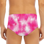 Pink Shibori Tie Dye Print Men's Triangle Swim Briefs
