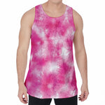 Pink Shibori Tie Dye Print Men's Velvet Tank Top