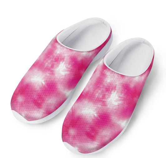 Pink Shibori Tie Dye Print Mesh Casual Shoes