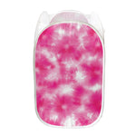 Pink Shibori Tie Dye Print Mesh Laundry Hamper