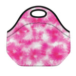 Pink Shibori Tie Dye Print Neoprene Lunch Bag